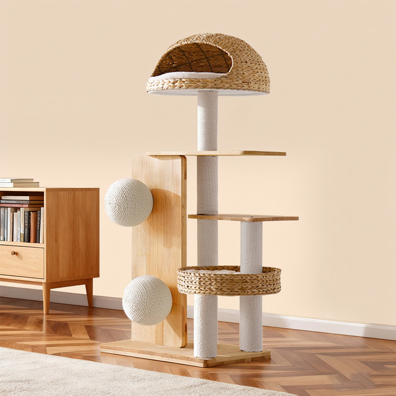 Arbre à chat multifonctionnel en rotin