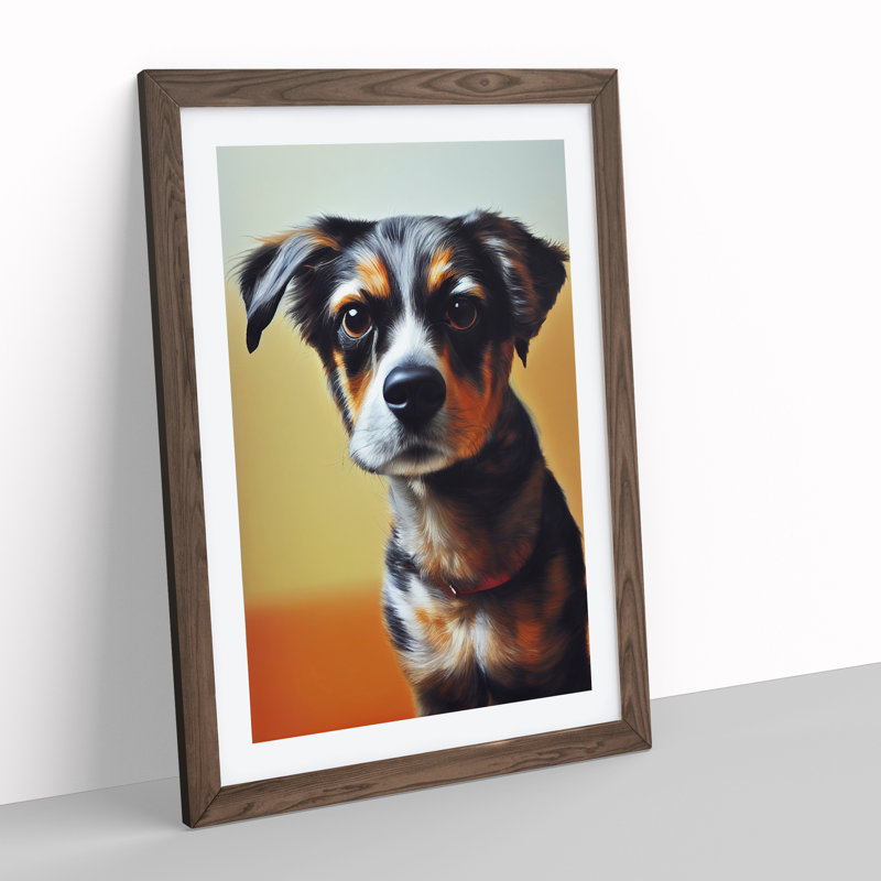 Puppy Dog - Single Picture Frame Print, Walnut Framed, 46cm H x 34cm W x 2cm D