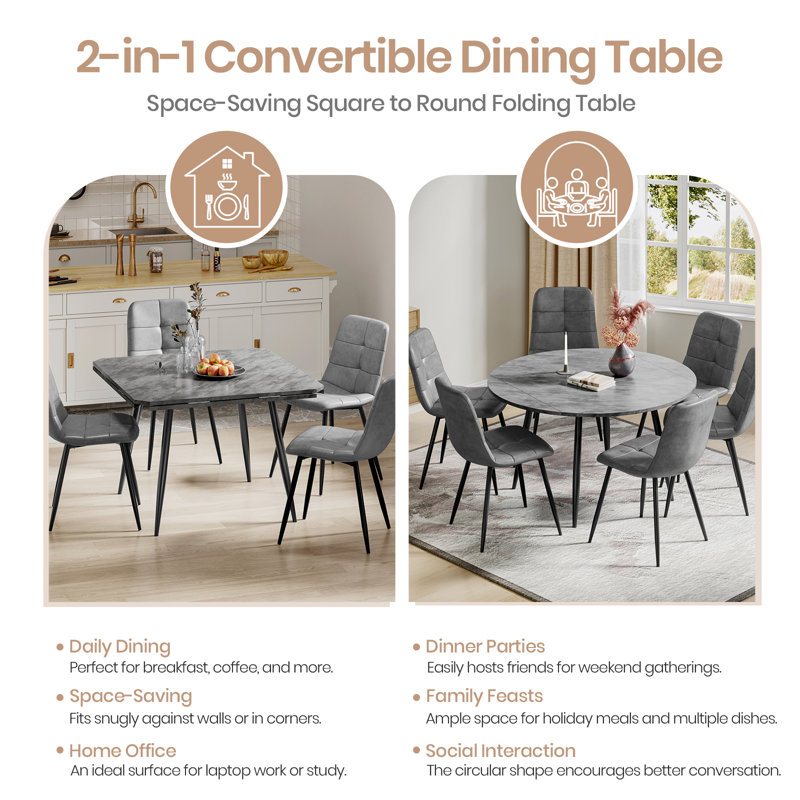 6 - Person Dining Set, Grey, Grey