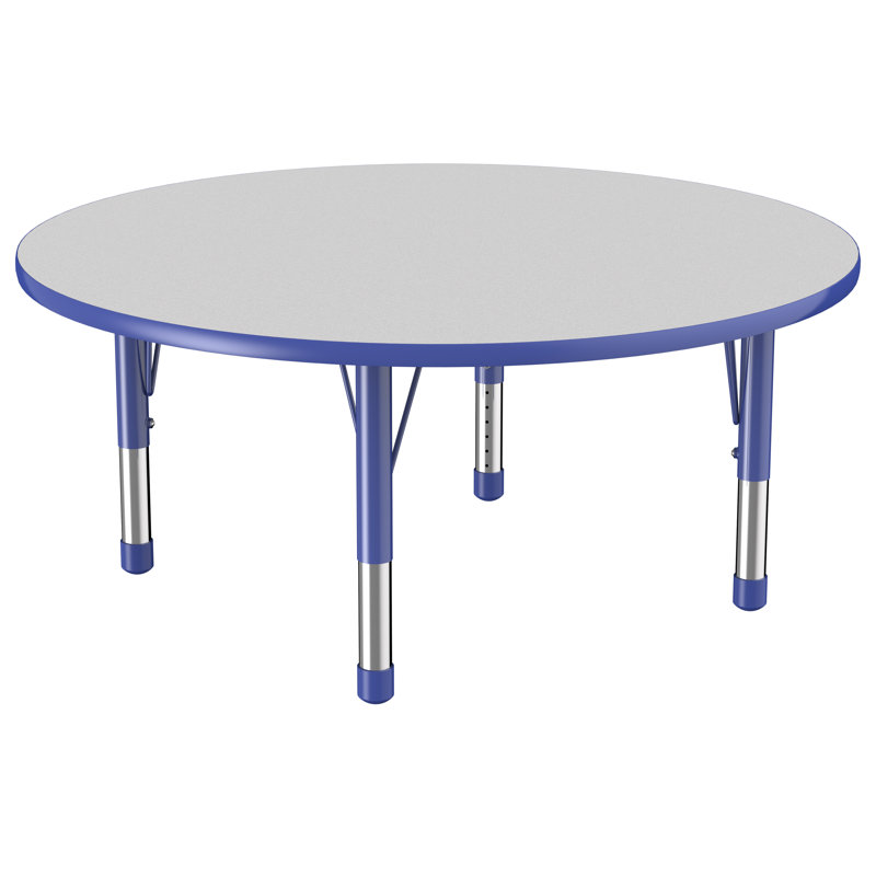 Table ronde à hauteur réglable, Épais, Gris / bleu, 48"