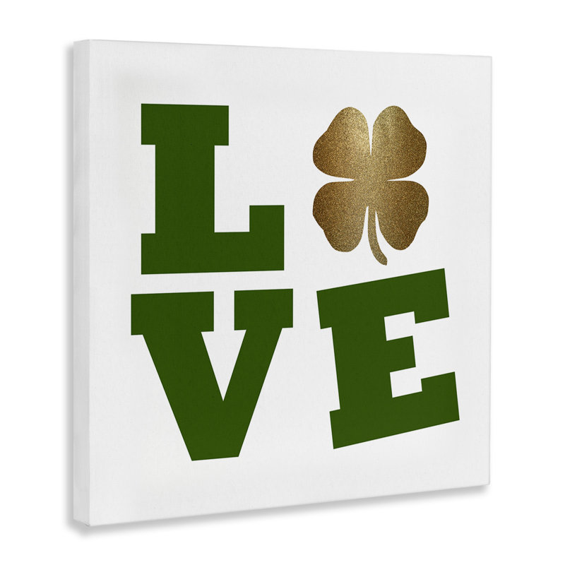 «St Patrick's Day Clover Love Symbole» par Sheldon Lewis - impression sur toile tendue, H 17 po x l 17 po x P 1,5 po