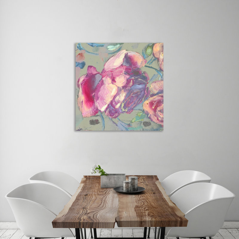 "Roses1", toile tendue par Boho Studio, H 24 po x l 24 po x P 1,5 po