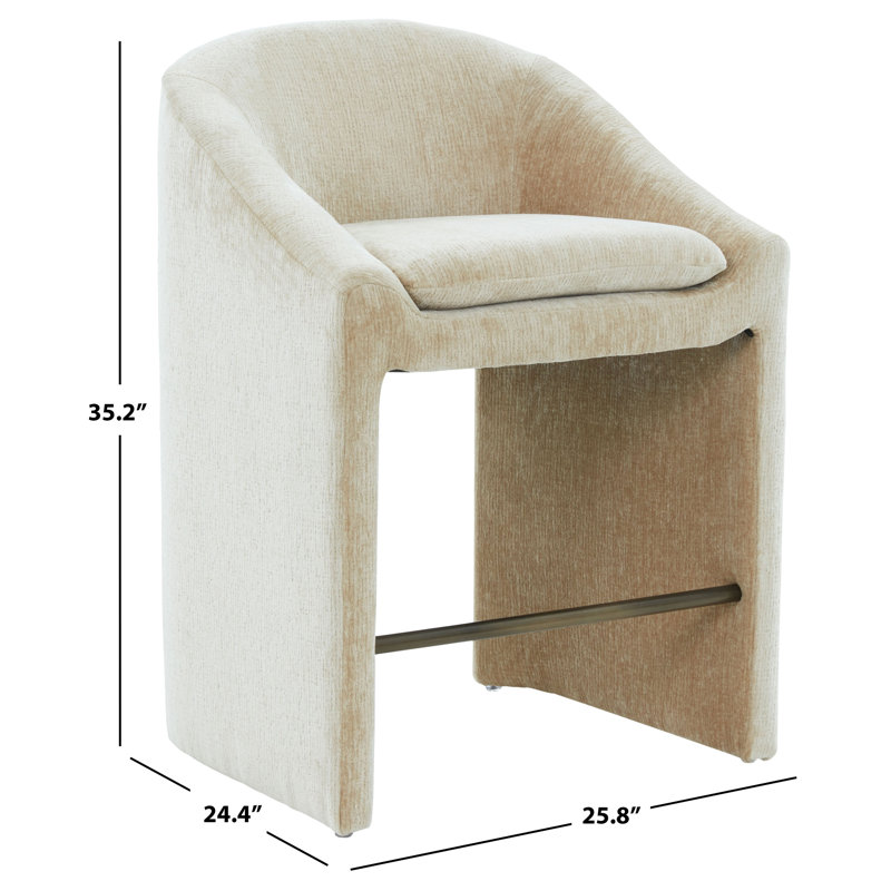 Kagan Chenille Counter Stool, Counter Stool (26.8" Seat Height), Taupe