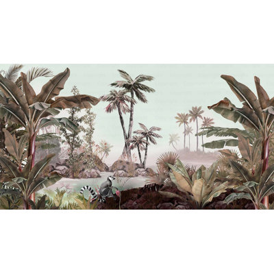 Tropical Lemur Paradise Wallpaper Mural
