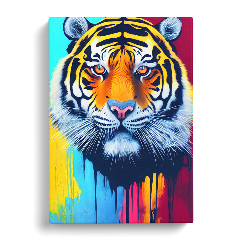XC1022-4684X Tiger Paint Splash No.2 Abstract - Print on Canvas, 60cm H x 40cm W x 3cm D, Wrapped Canvas
