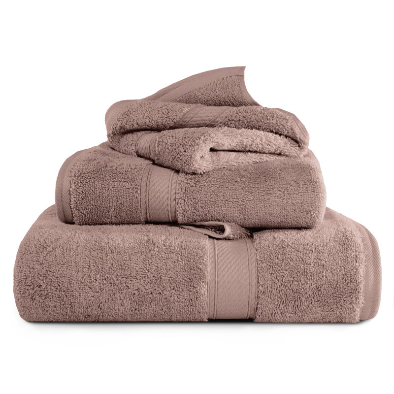 Scotia Egyptian Cotton Bath Towel Set, 3Pc Towel Set  (1Bath, 1Hand, 1Face), Muted Mauve