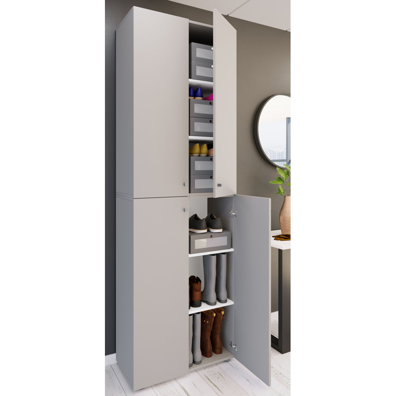 18 Pair Shoe Storage Cabinet, Grey/Brown/Blue