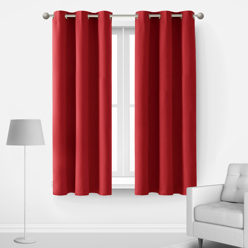Lompoc Room Darkening Grommet Curtain Panels, True Red, 42" W x 54" L