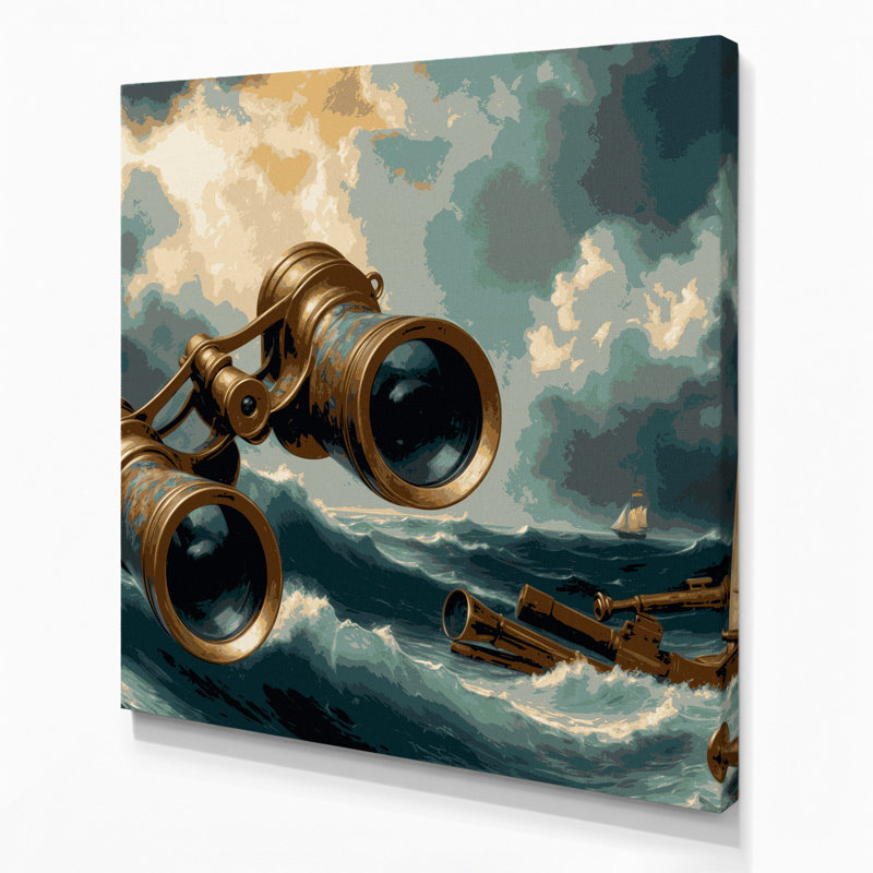 «Nautical Jumelles», art mural sur toile noire, H 8 po x l 8 po