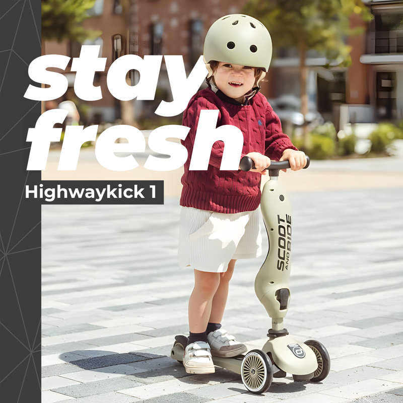 Scoot & Ride 2-in-1 Ride-On & Stand Kids Scooter, Ages 1-5, Highwaykick 1, Green