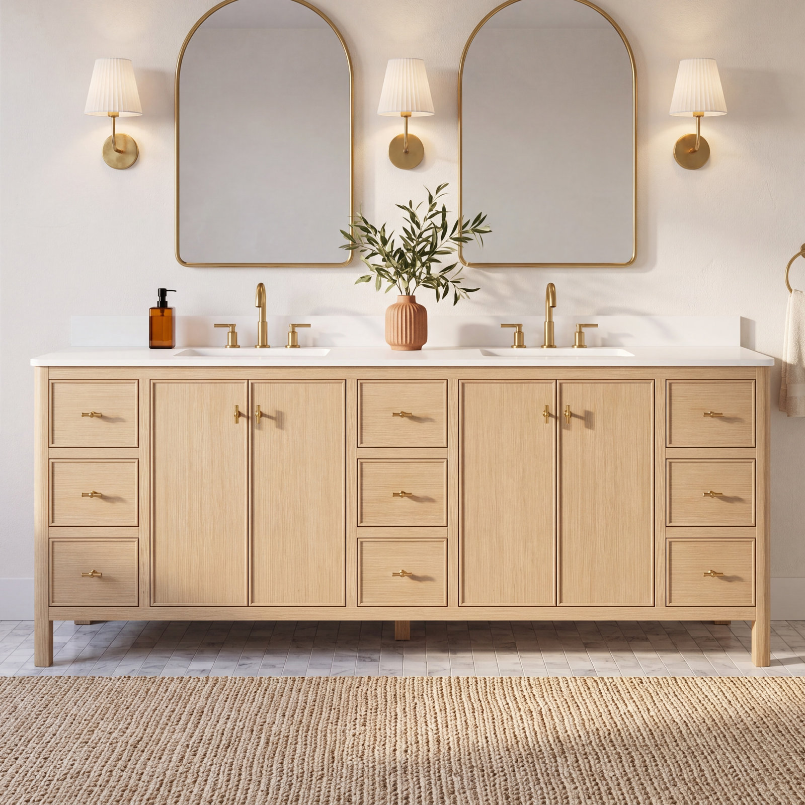 Kingsley 84" Oak Double Bathroom Vanity