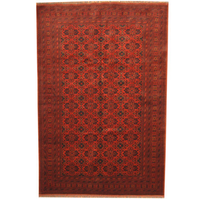 Tapis de zone one-of-kind-noué la rouge 6 pi 4 x 9 pi 6 laine