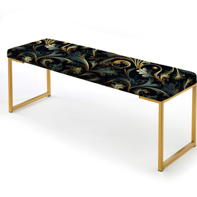 Paisley Upholstered Gold Bench