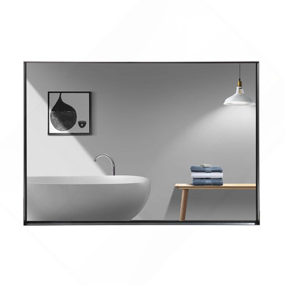 Bathroom Mirrors For Wall, Metal Framed Rectangular Vanity Mirror, Decorative Square Corner Mirror(Horizontal & Vertical)