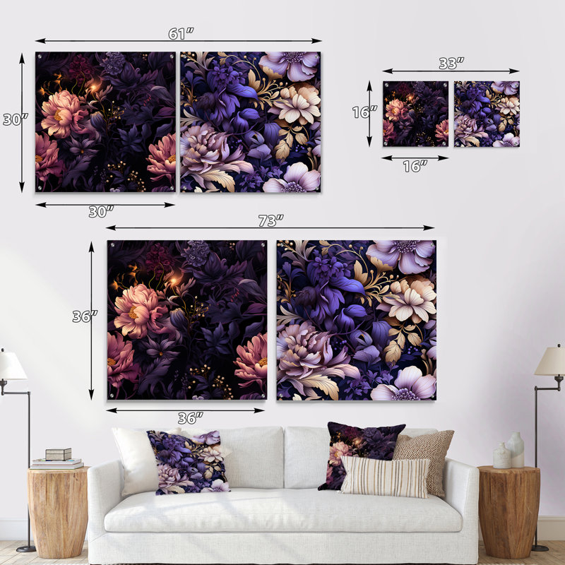 Athey - Ensemble de 2 art mural en verre acrylique, H 36 po x l 73 po
