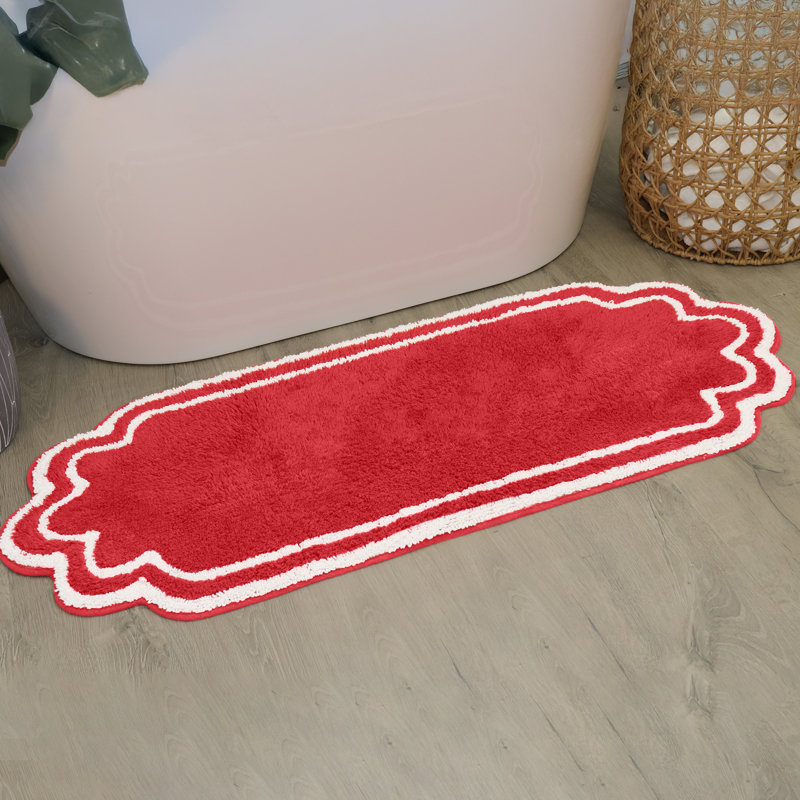 Tapis pour salle de bain Dobrinka, Rouge, 21 po x 54 po (rectangle)