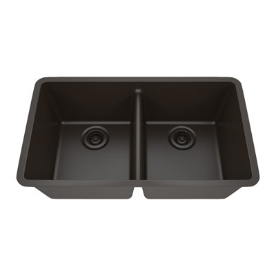32" x 19" Platinum Quartz Kitchen Sink, 50/50 Double Bowl Sink, Drop-in Sink, Undermount Sink, Granite Kitchen Sink "