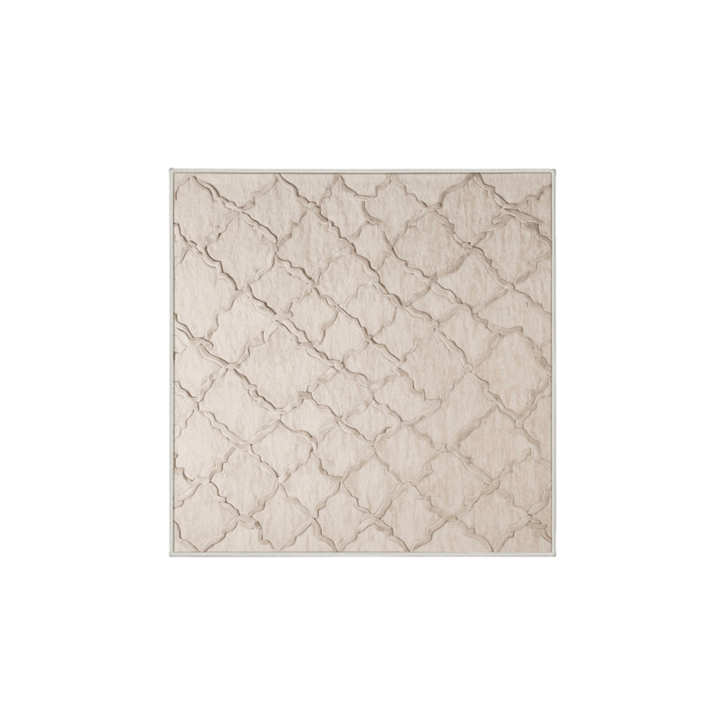 Machine Washable Beige Area Rug, Square 7'