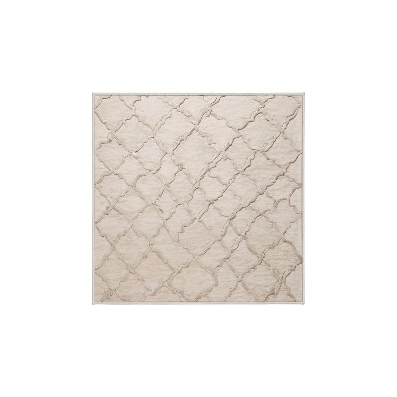 Tapis beige lavable à la machine, Carré 7 pi