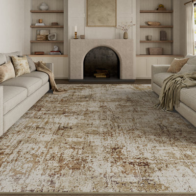 Sarah Modern Abstract Machine Washable Area Rug With Non-Slip Backing