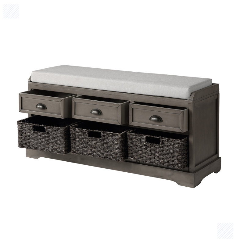 Banc de rangement avec tiroirs Gokey, Gris