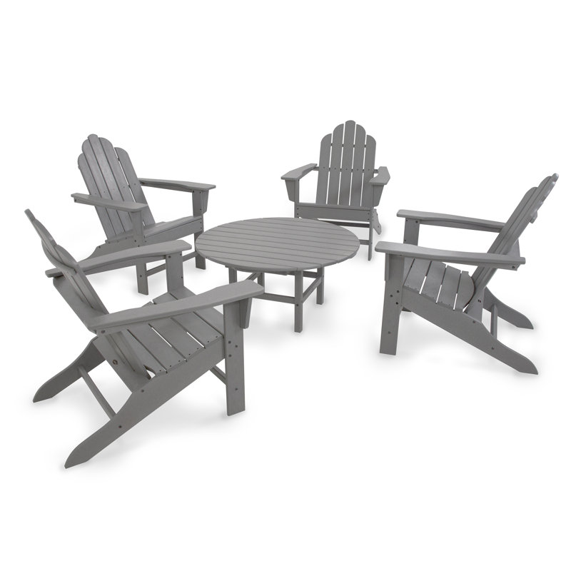 POLYWOOD Long Island Adirondack 5-Piece Conversation Group, Slate Gray