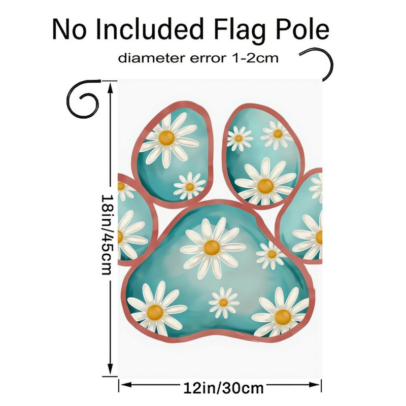 Drapeau Daisy Paw Print, sarcelle 12 po x 18 po / 30 x 45 cm