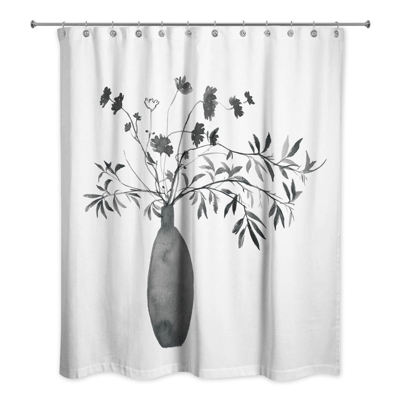 Floral Shower Curtain with Hooks Included