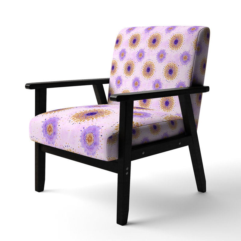 Fauteuil d'appoint abstrait - fauteuil boho mandala, Accoudoirs carrés noirs