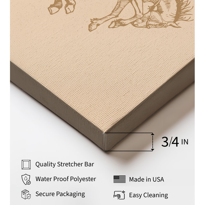 Cowboy beige chevauchant un cheval sauvage, Unframed, Canvas, 16"H x 20"W
