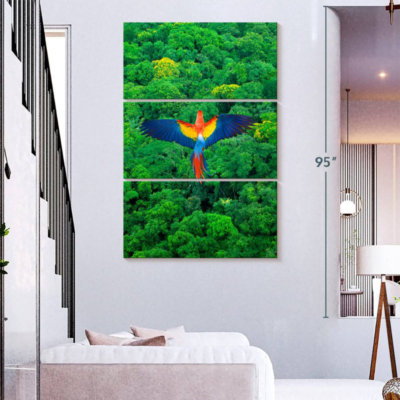 Brampt Rainforest Scarlet Macaw, 32" H x 20" W