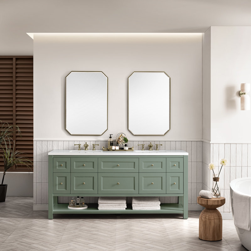 Breckenridge 72'' W Double Vanity, Charcoal Soapstone, Smokey Celadon, 8" Widespread
