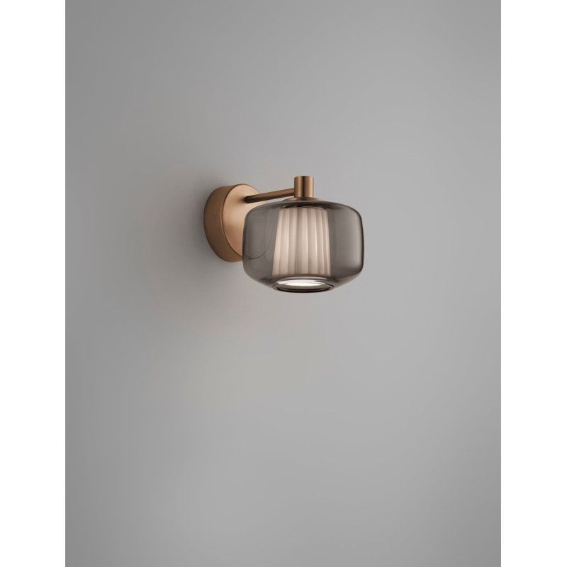 Plisse' Wall Lamp P UL, Smoke;Ivory, Matt Bronze 2, 2700 Kelvins