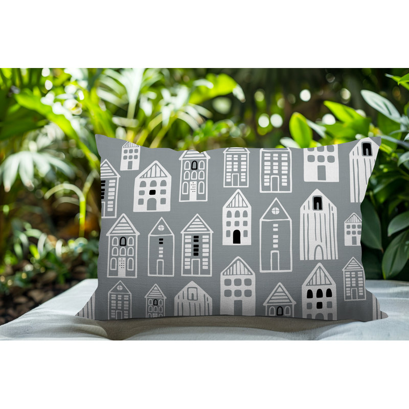 Oreiller rectangulaire réversible intérieur / extérieur Kito, Gris, Rectangle H 14 po x l 20 po