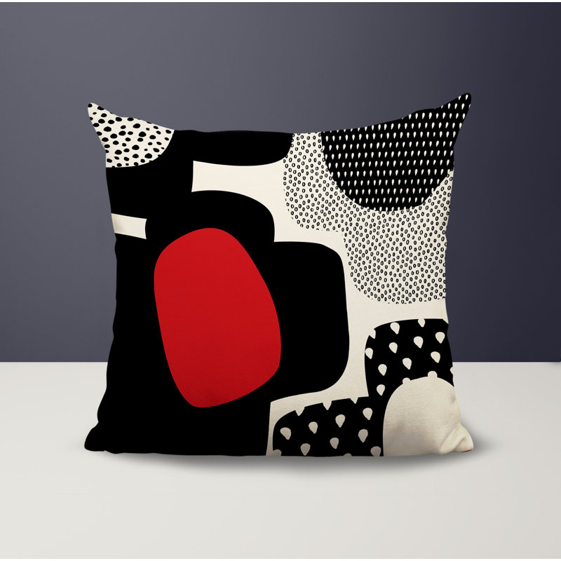 Coussin carré intérieur / extérieur pia, H 15 po x l 15 po, Red/Black/Off-White