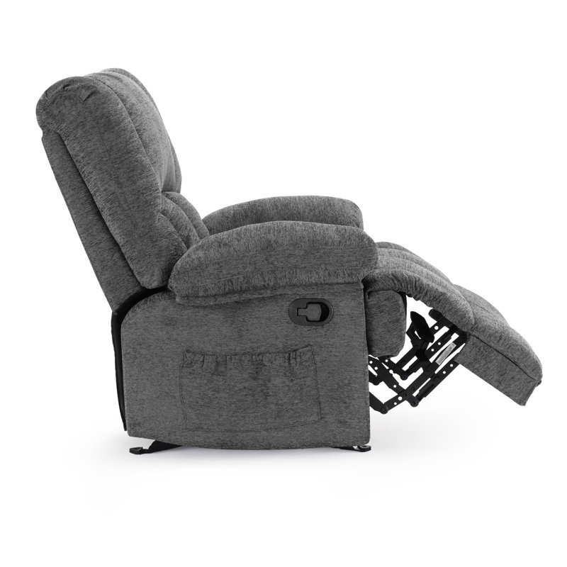 Catherne 40.1" Wide Upholstered Recliner, Gray Performance Chenille