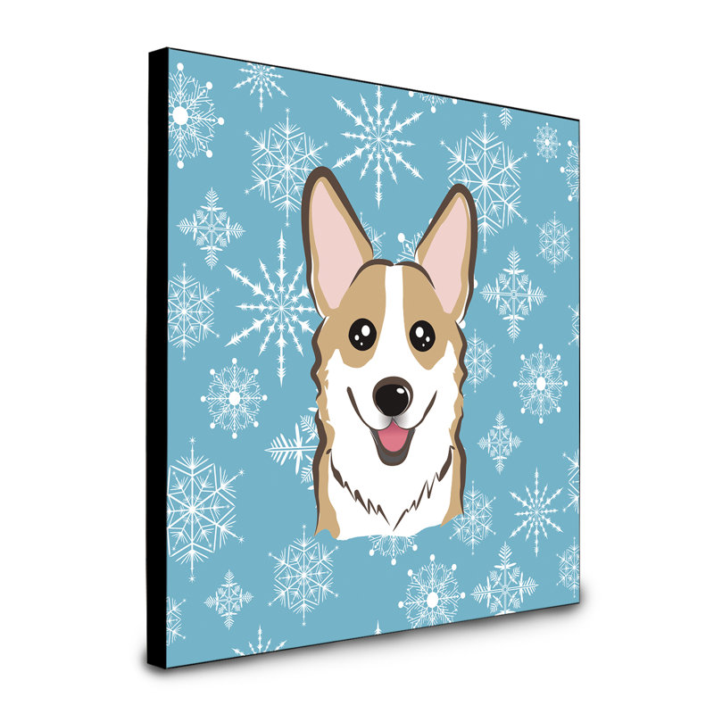 Panneau mural d’art flocon de neige Loula, Corgi beige