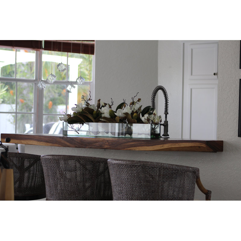 Glass Plate Magnolia Floral Arrangement And Centerpiece In Planter, 8" H x 36" W x 4" D, White