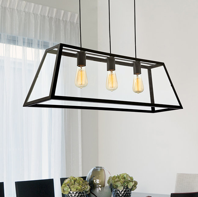Kew 3 - Light Clear / Black Kitchen Island Pendant