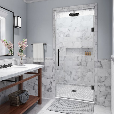 Kinkade 33.75" - 34.25" W x 72" H Hinged Frameless Shower Door