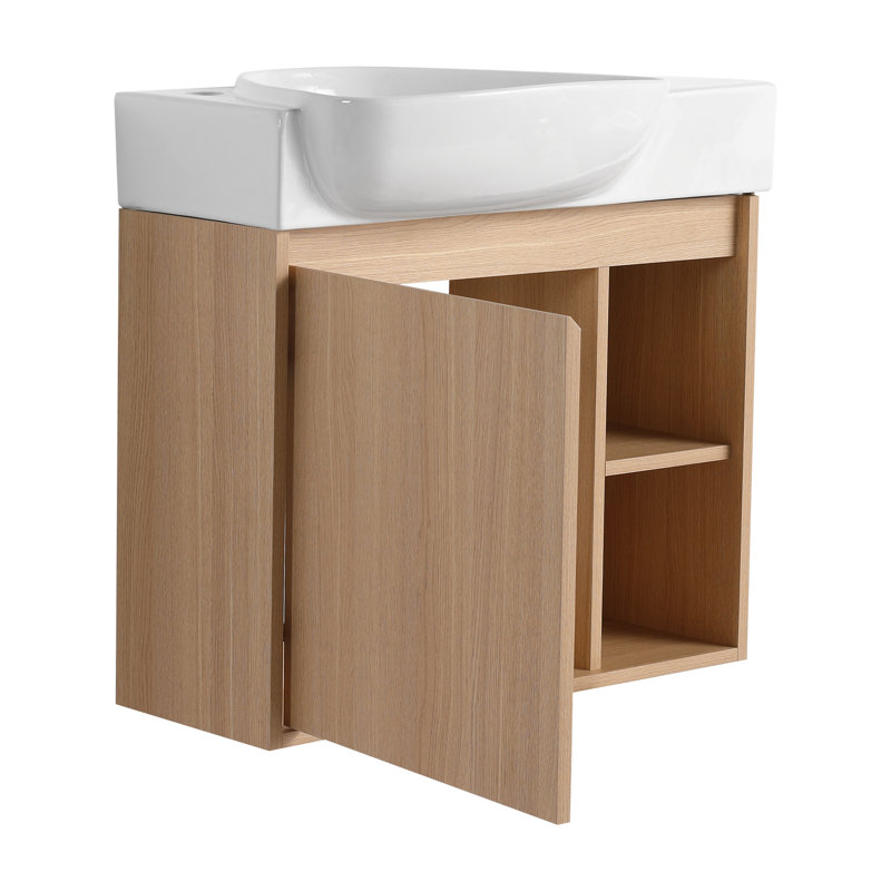 Meuble-lavabo mural de 26 po avec lavabo en céramique et porte à fermeture en douceur Amanda