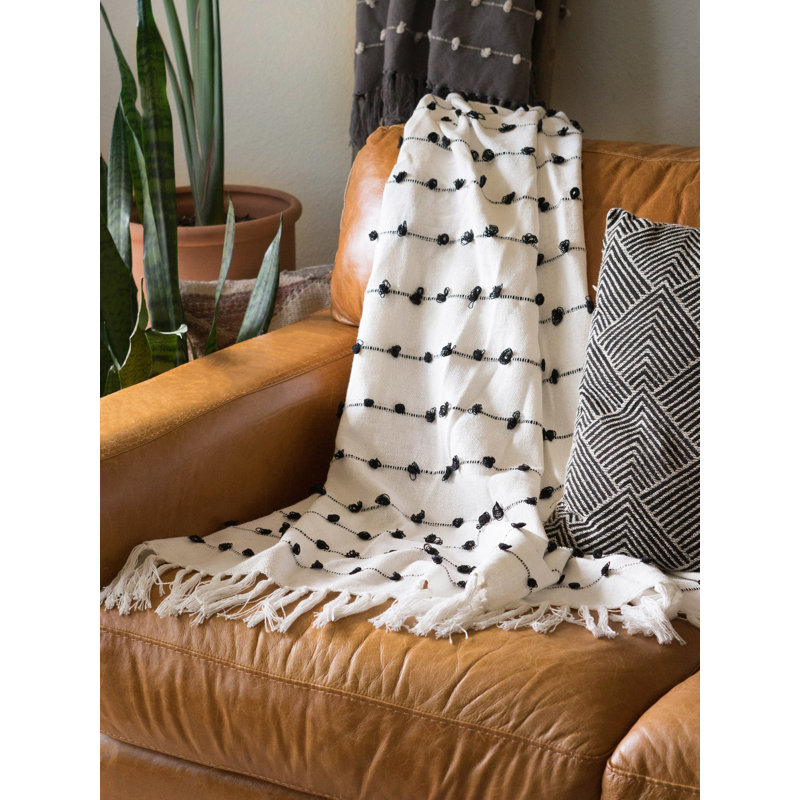 Woven Loop Throws Collection Hand Woven Throw Blanket, White