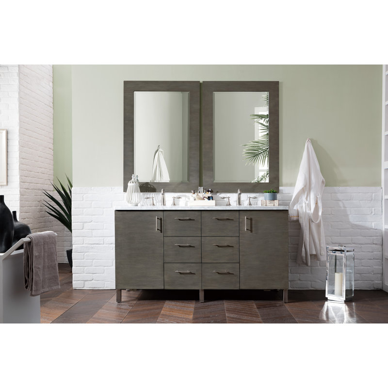 Metropolitan 60'' W Double Vanity, Silver Oak, Arctic Fall