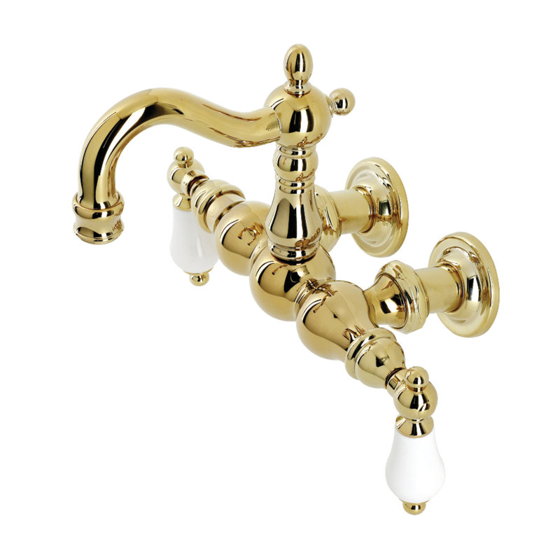 Kingston Brass Heritage Two-Handle 2-Hole Tub Wall Mount Clawfoot Tub Faucet, Polished Brass