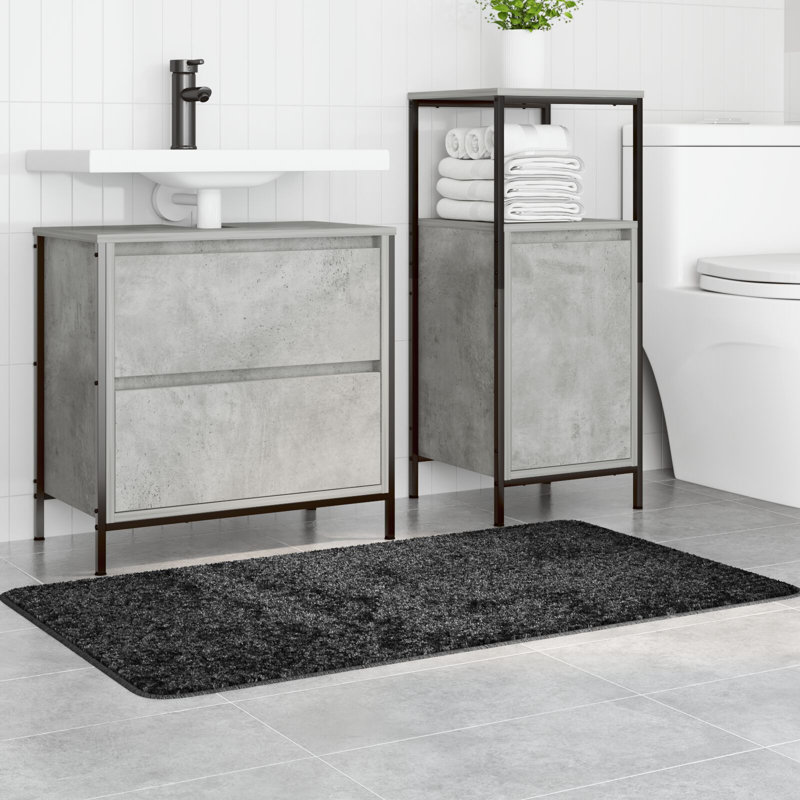 Microfiber Non-Slip Bath Mat Rectangular, 70cm, Charcoal, 120cm