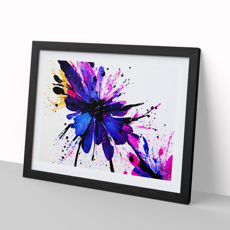 Flower Splash Vol.3 Abstract - Single Picture Frame Painting, Black Framed, 34cm H x 46cm W x 2cm D