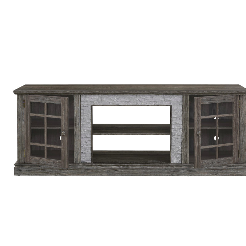 70" Modern TV Stand with 2-Door Storage, Faux Stone Media Console Cabinet, Grey Large Entertainment Center