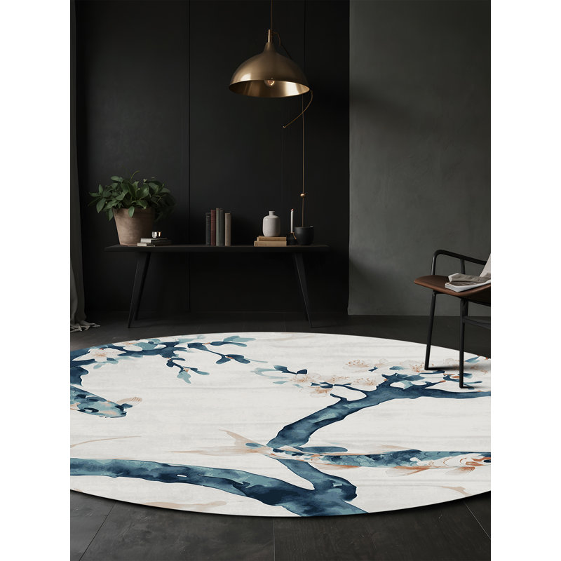 Machine Washable Gray Area Rug, Round 6'