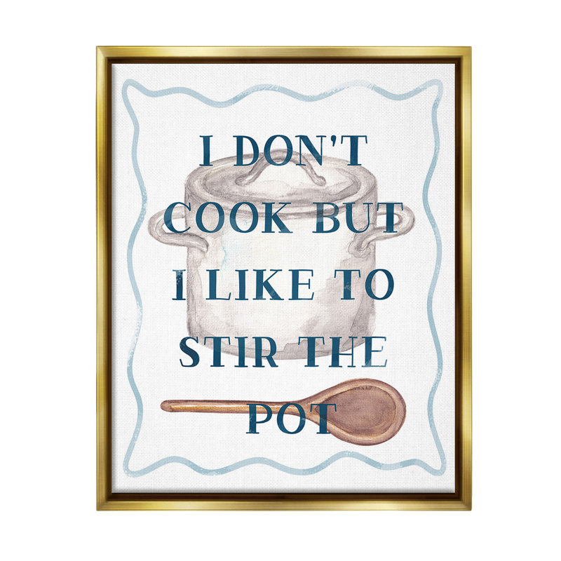«Funny Stir The Pot» par Lil 'Rue sur toile, Cadre flottant métallique doré, H 31 po x l 25 po