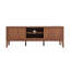 Console média Gennaro de 58 po en noyer avec portes coulissantes à lattes, tablettes ouvertes réglables et finition mate lisse-265772283
